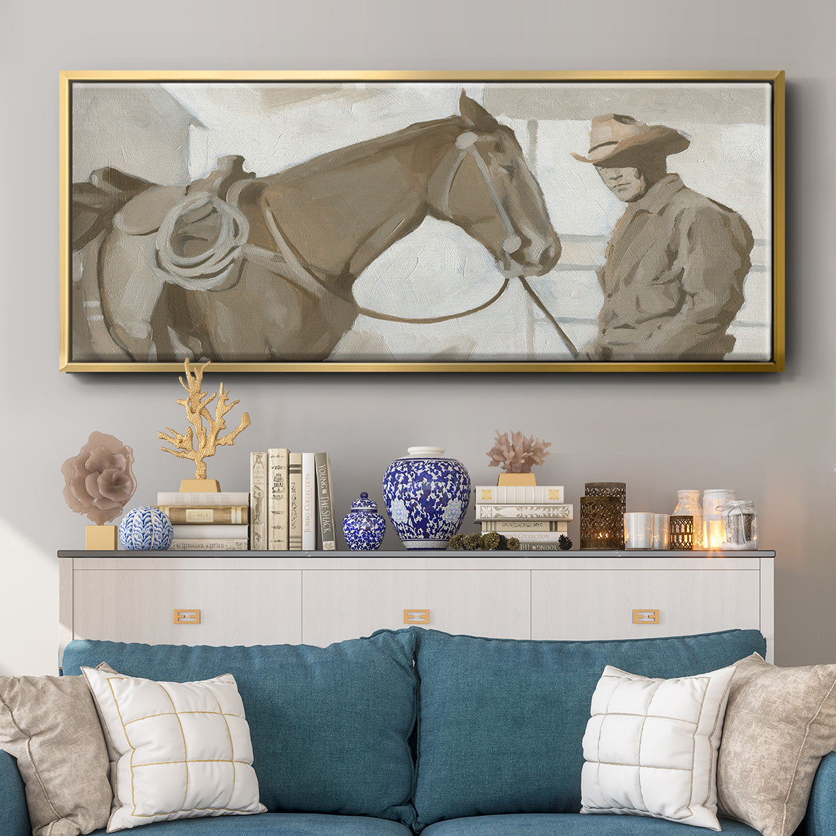 Work Friends I - Floater Framed Canvas Print
