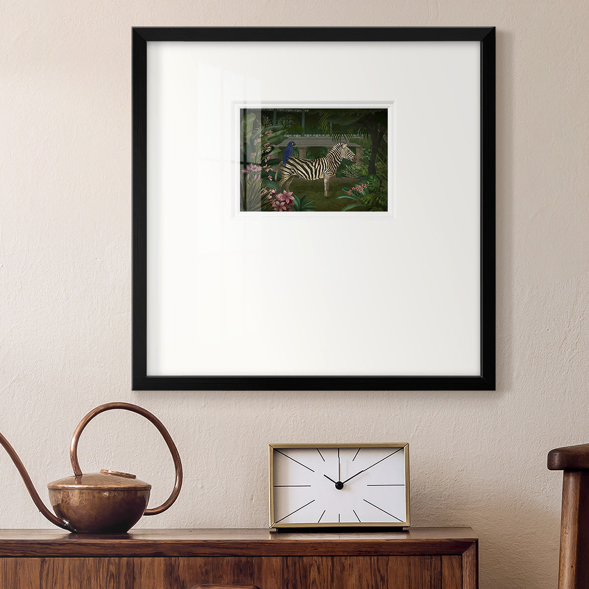 Zebra In Conservatory Premium Framed Print Double Matboard