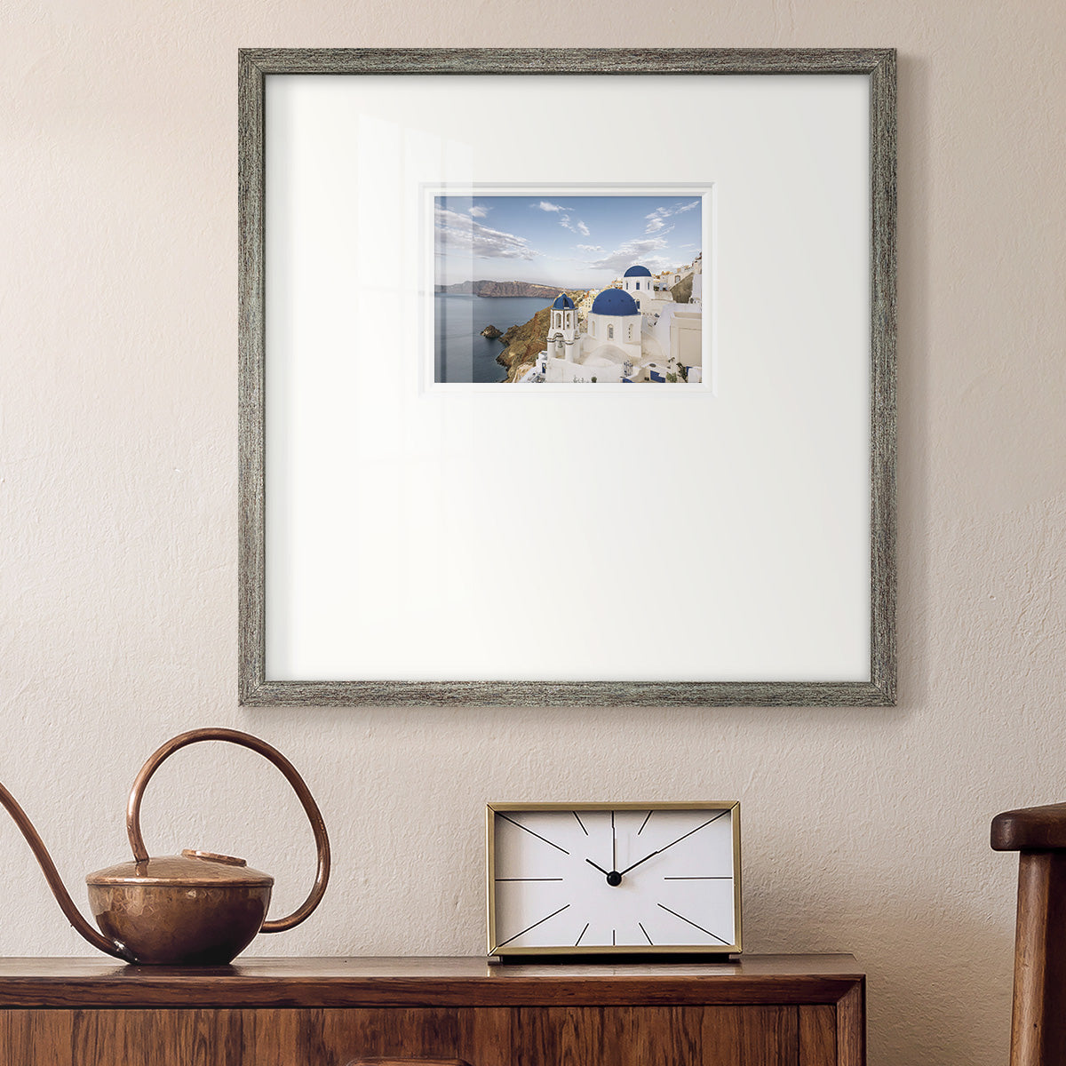 Santorini View Premium Framed Print Double Matboard