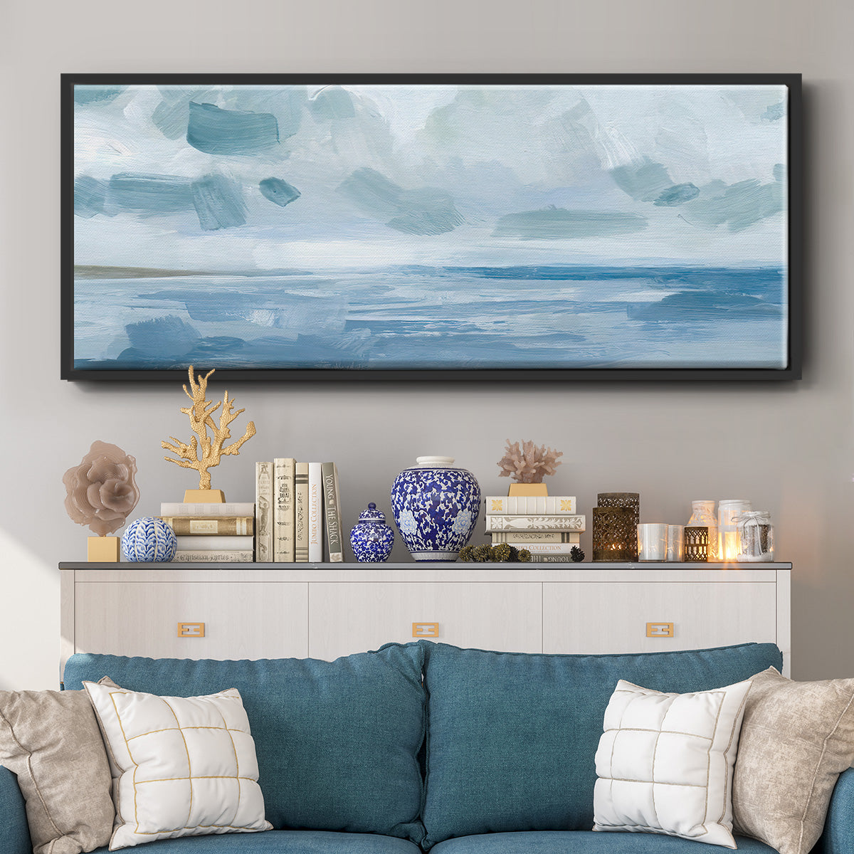 Calm Seascape I - Floater Framed Canvas Print