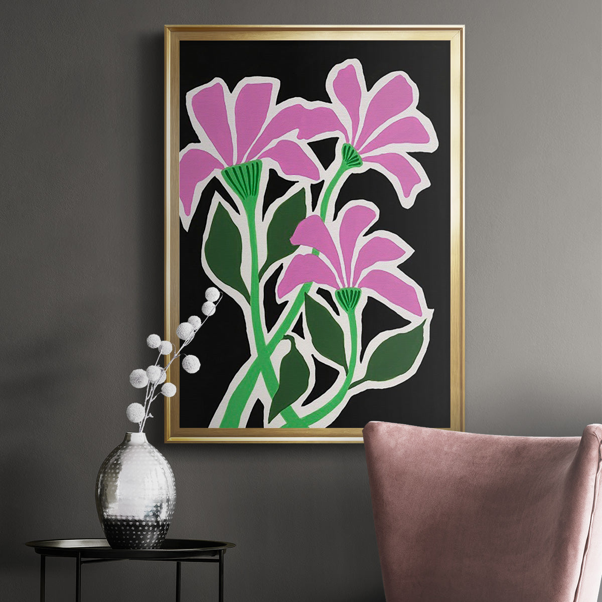 Pop Flowers V - Modern Framed Canvas Print