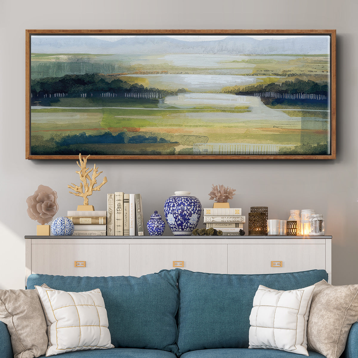 Lime Strata II - Floater Framed Canvas Print