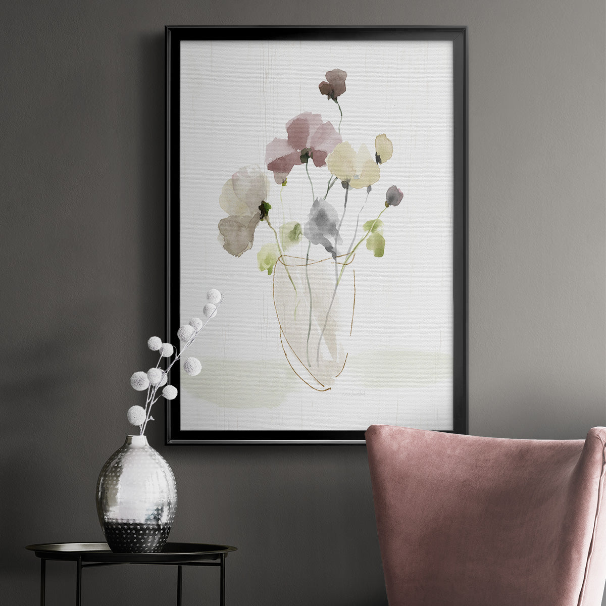 Choose Happy Bouquet I - Modern Framed Canvas Print