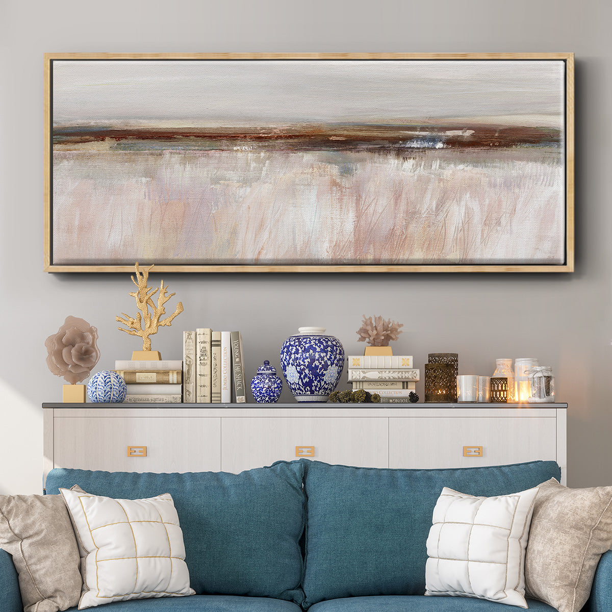 Guilded Field - Floater Framed Canvas Print