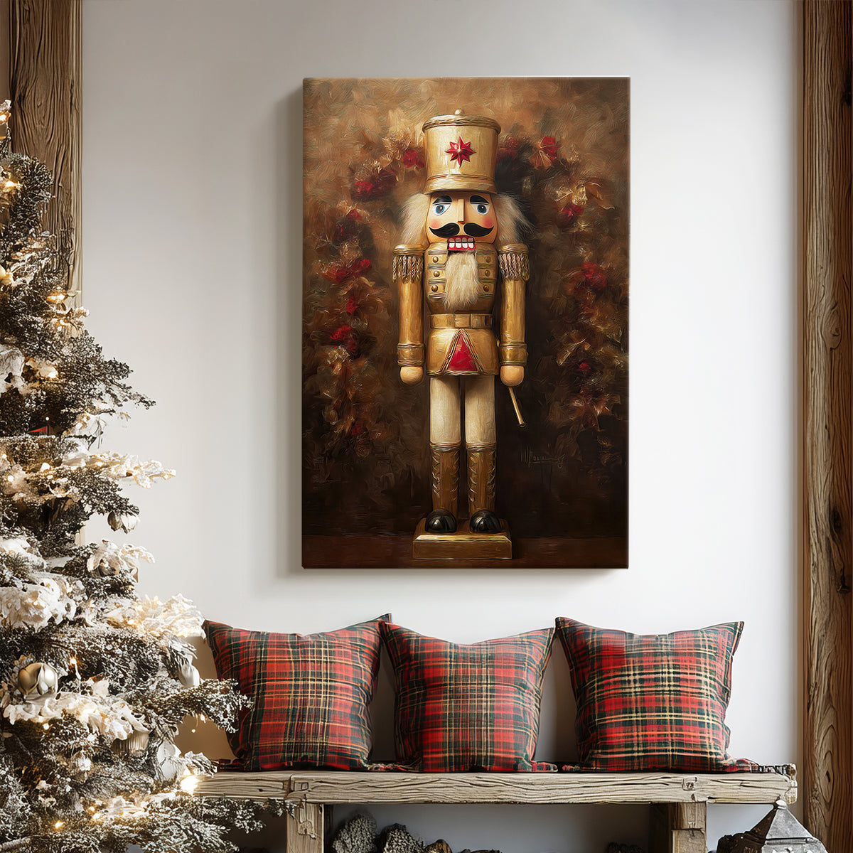 Candlelit Sleigh Hearth - Canvas Art Print