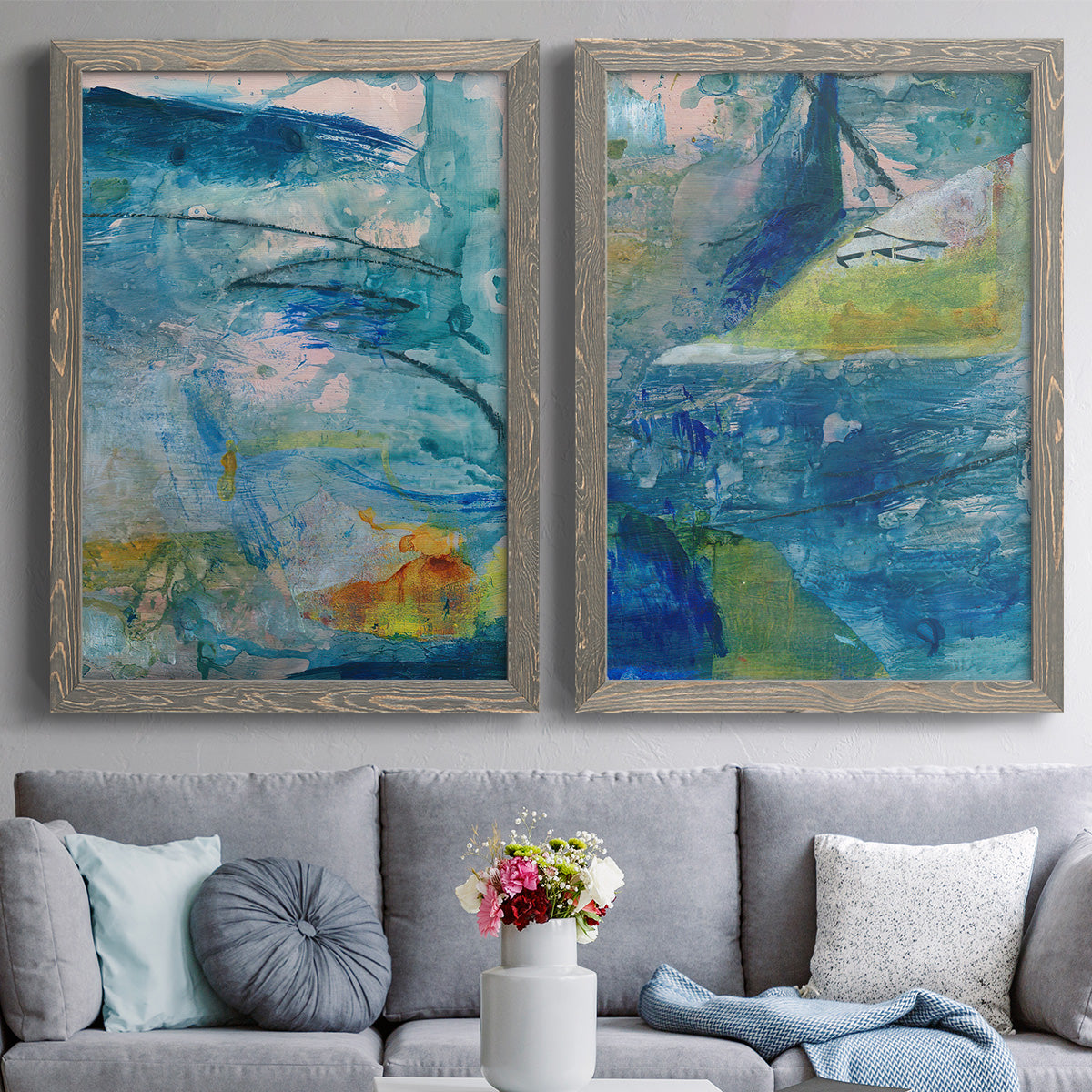 Spring Winds V - Premium Framed Canvas 2 Piece Set - Ready to Hang