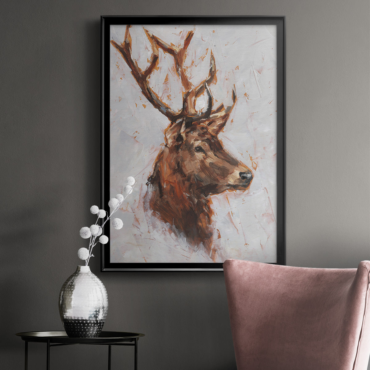 Stag Study II - Modern Framed Canvas Print