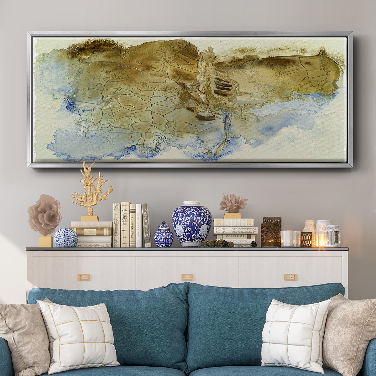 Golden Fissure I  - Floater Framed Canvas Print