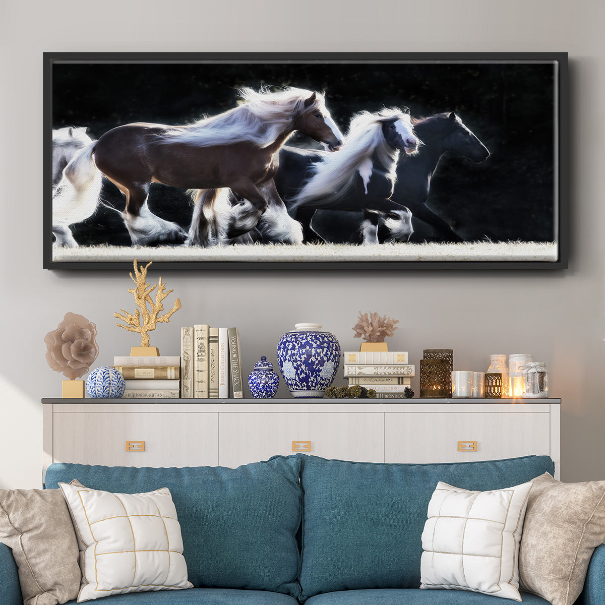 Horse Motion X - Floater Framed Canvas Print