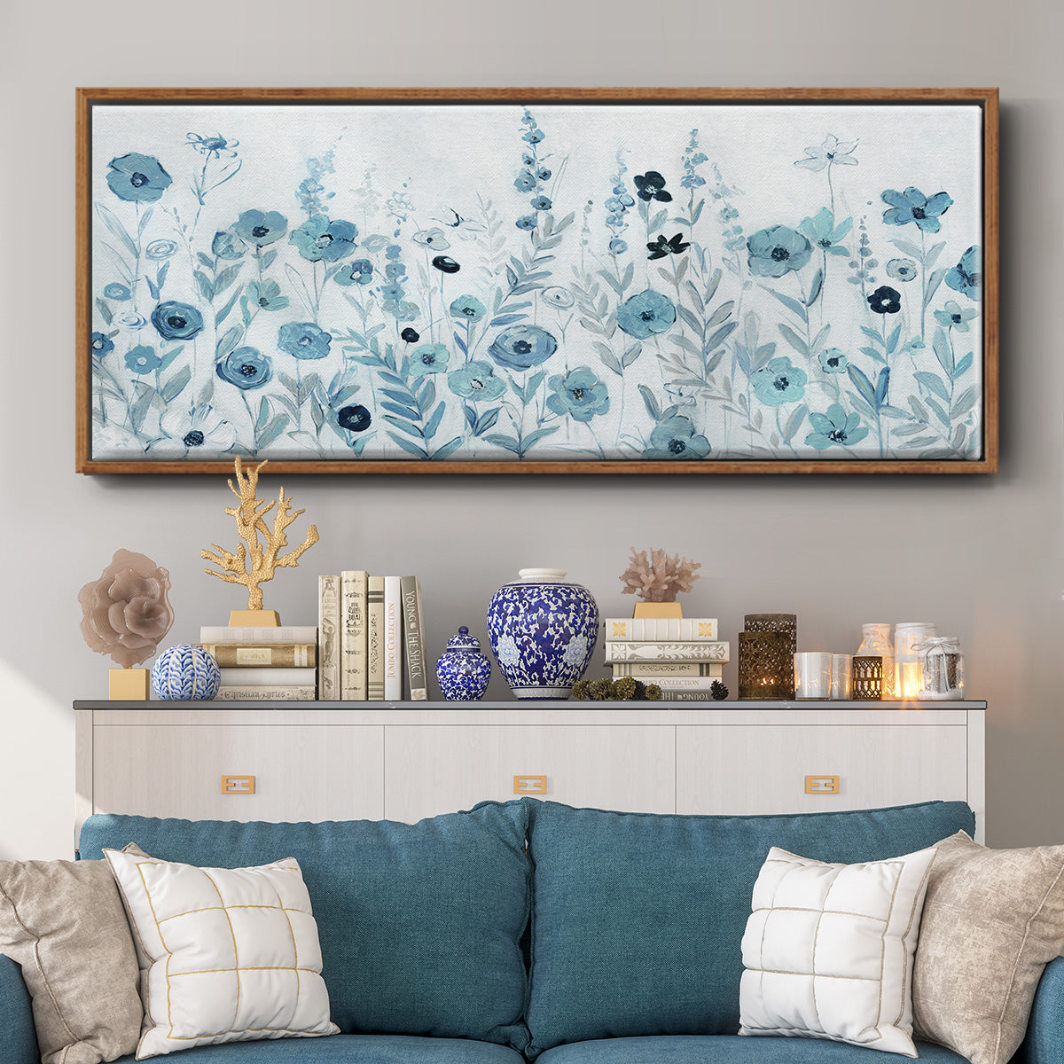 Endless Field of Blue - Floater Framed Canvas Print