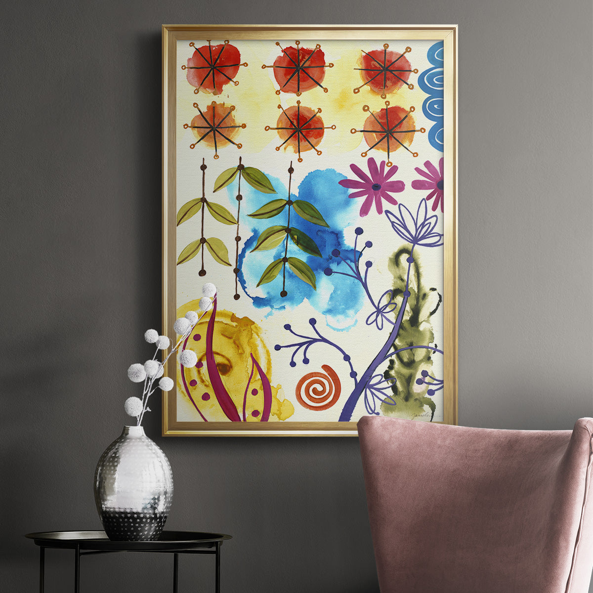 Flower Power II - Modern Framed Canvas Print