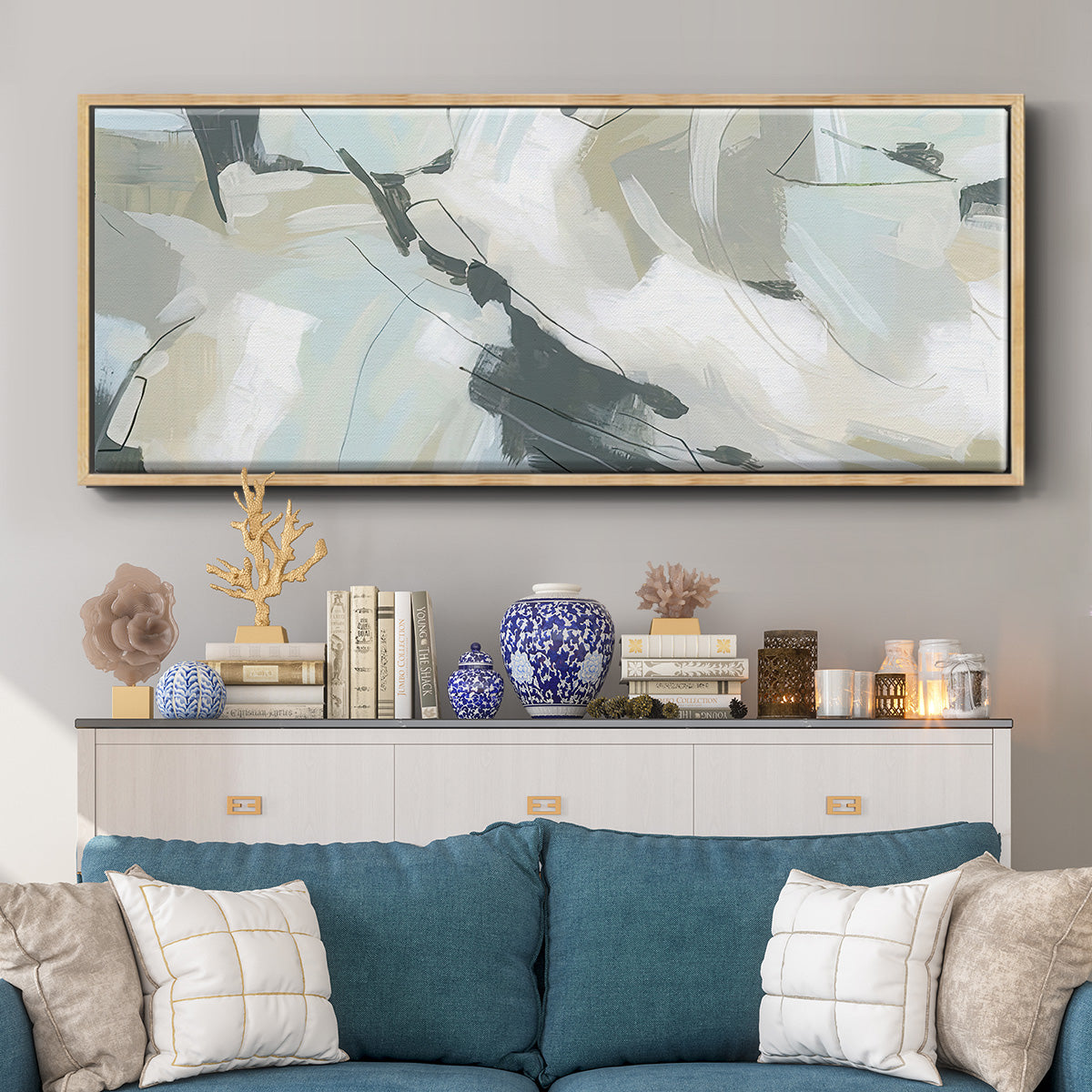 Shadow Cycle V - Floater Framed Canvas Print