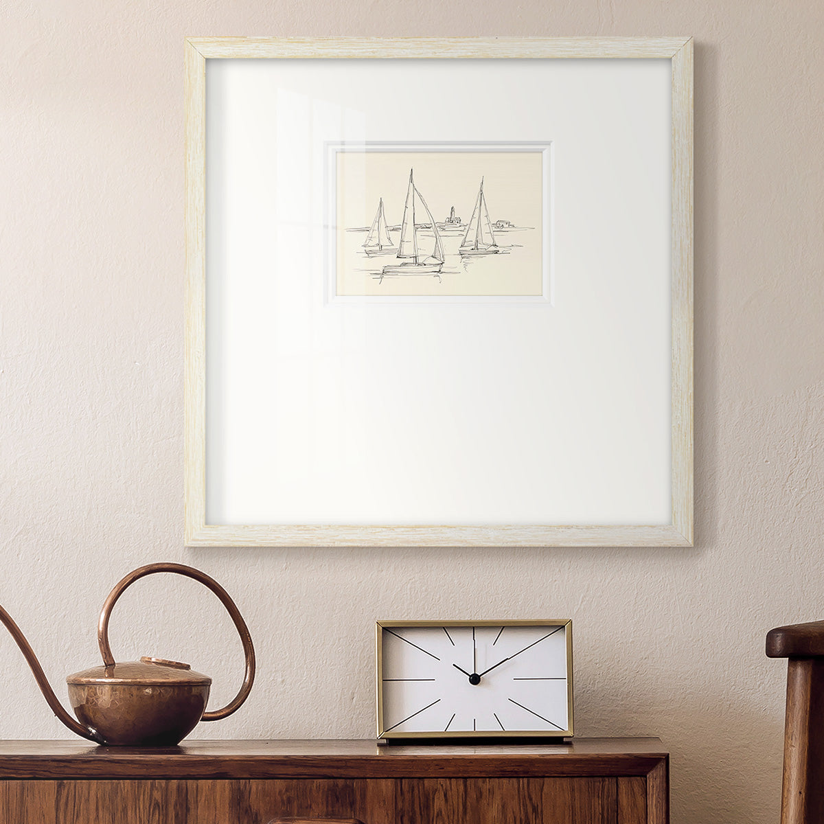 Coastal Contour Sketch II Premium Framed Print Double Matboard