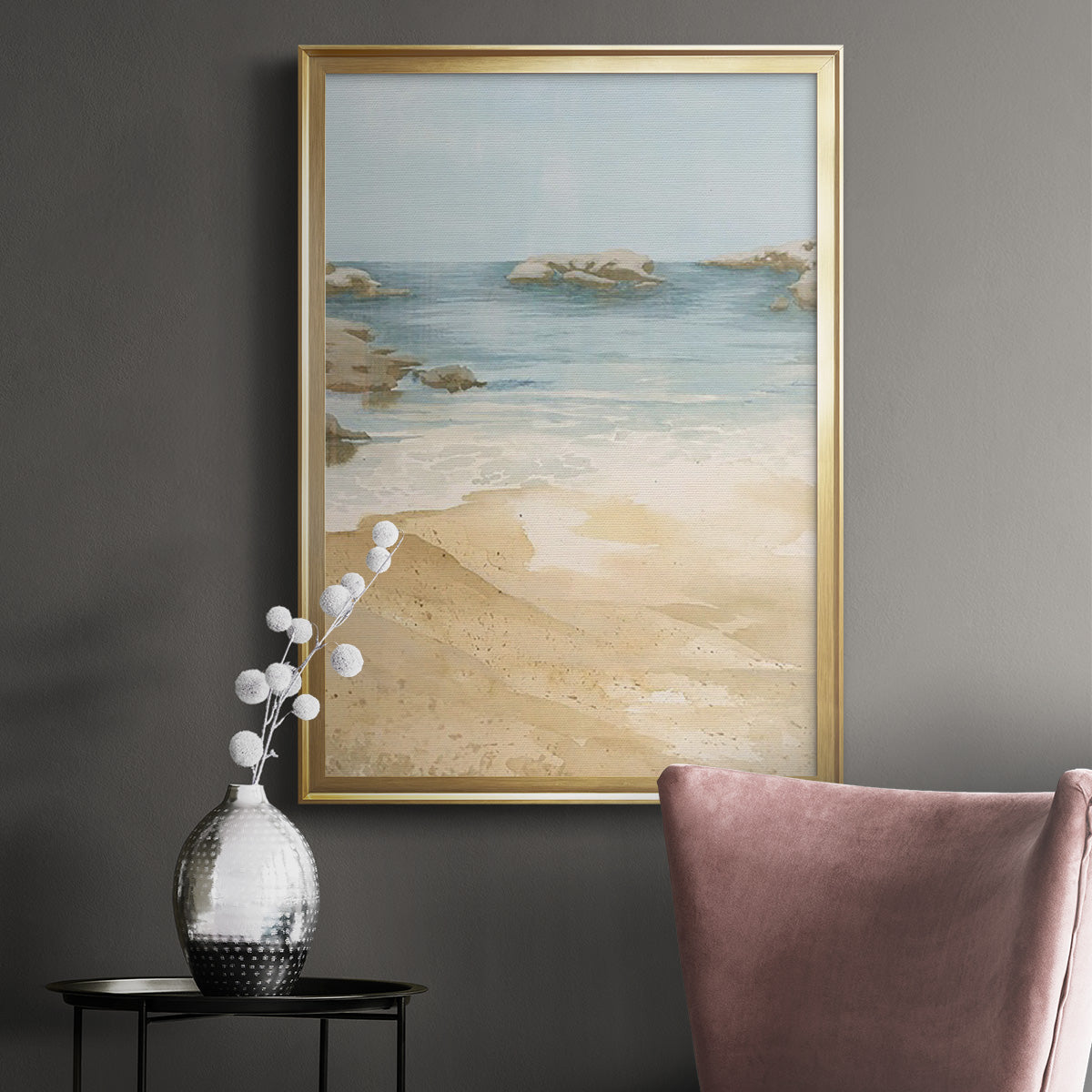 Tranquil Beach I - Modern Framed Canvas Print