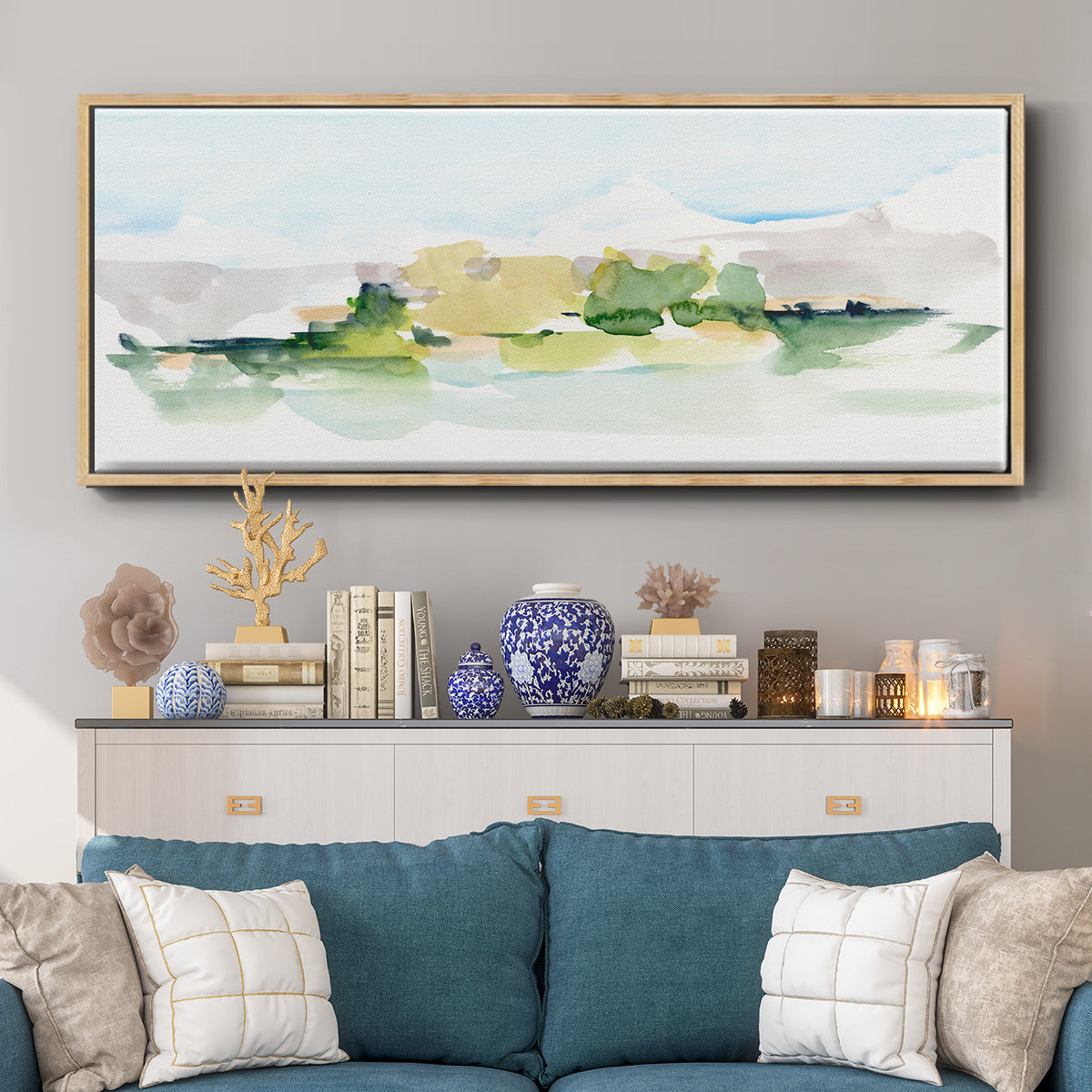 Tangerine Sunset I - Floater Framed Canvas Print