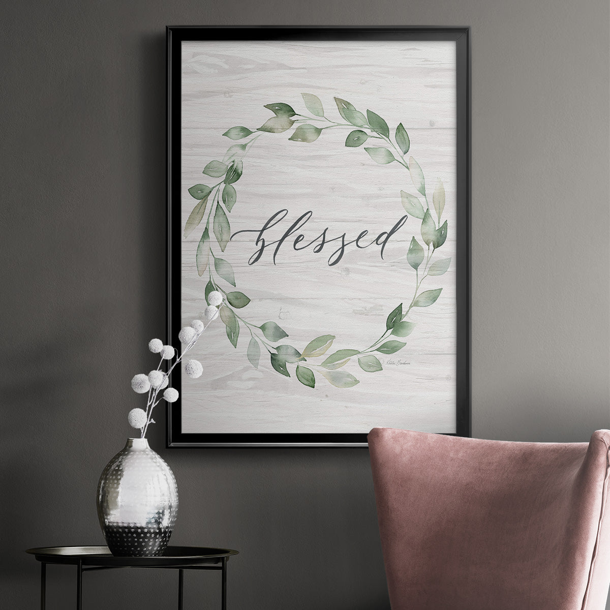 Blessed Wreath - Modern Framed Canvas Print