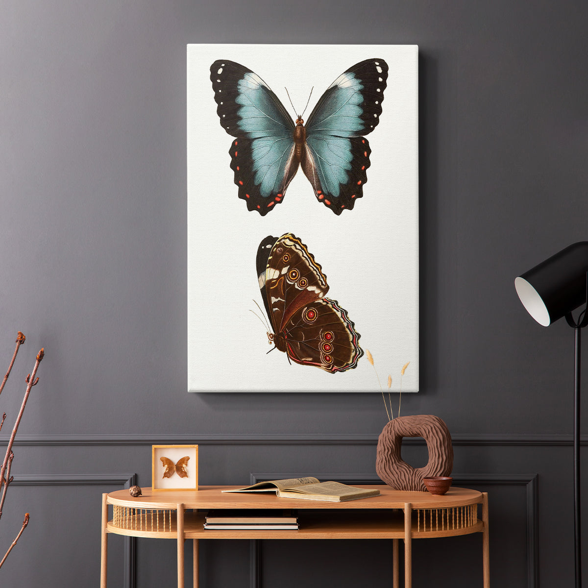 Antique Blue Butterflies IV - Canvas Art Print