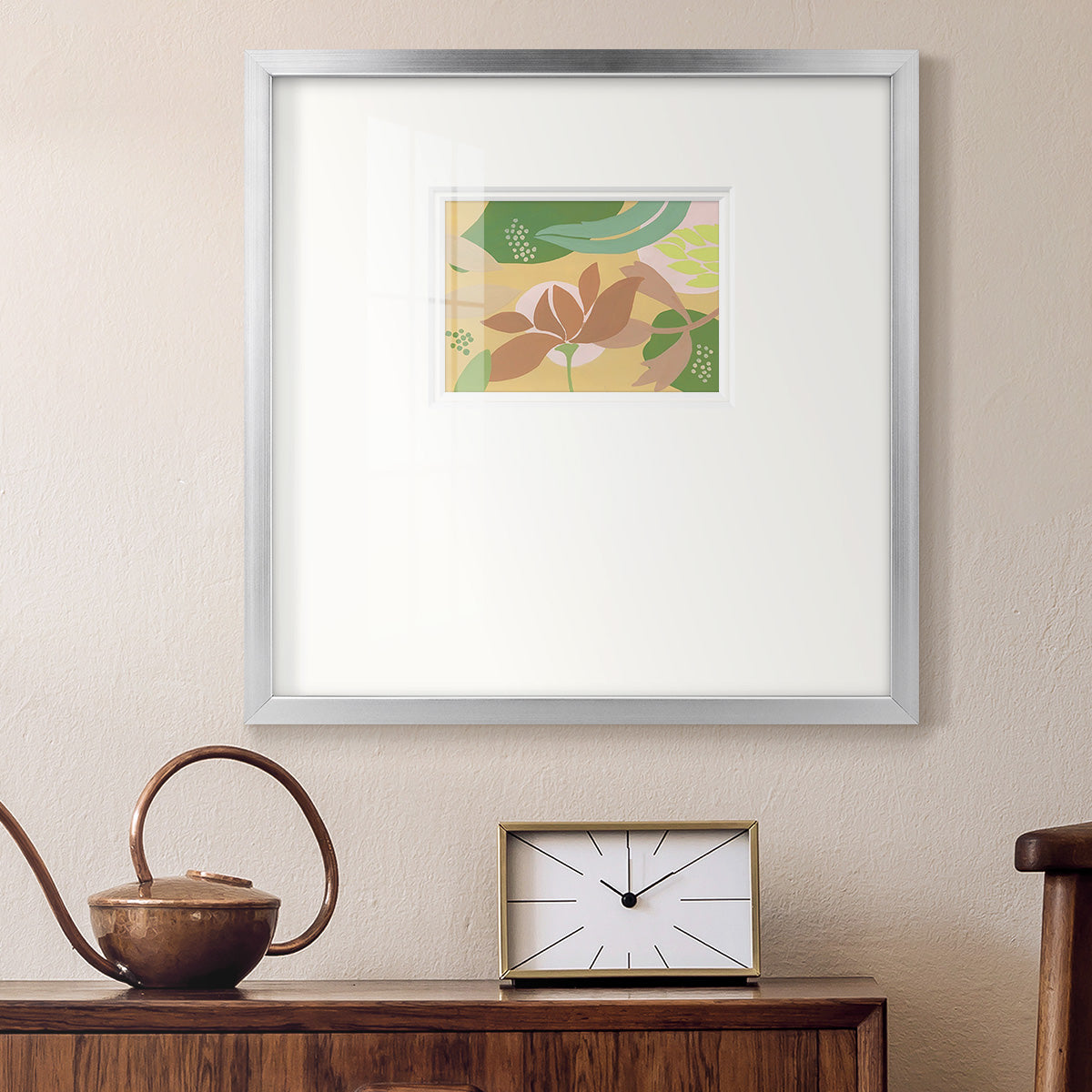 Neutral Blooms I Premium Framed Print Double Matboard