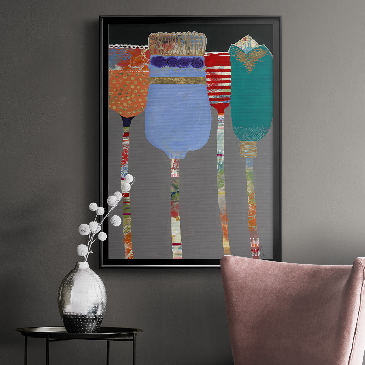 Tall Tulips - Modern Framed Canvas Print