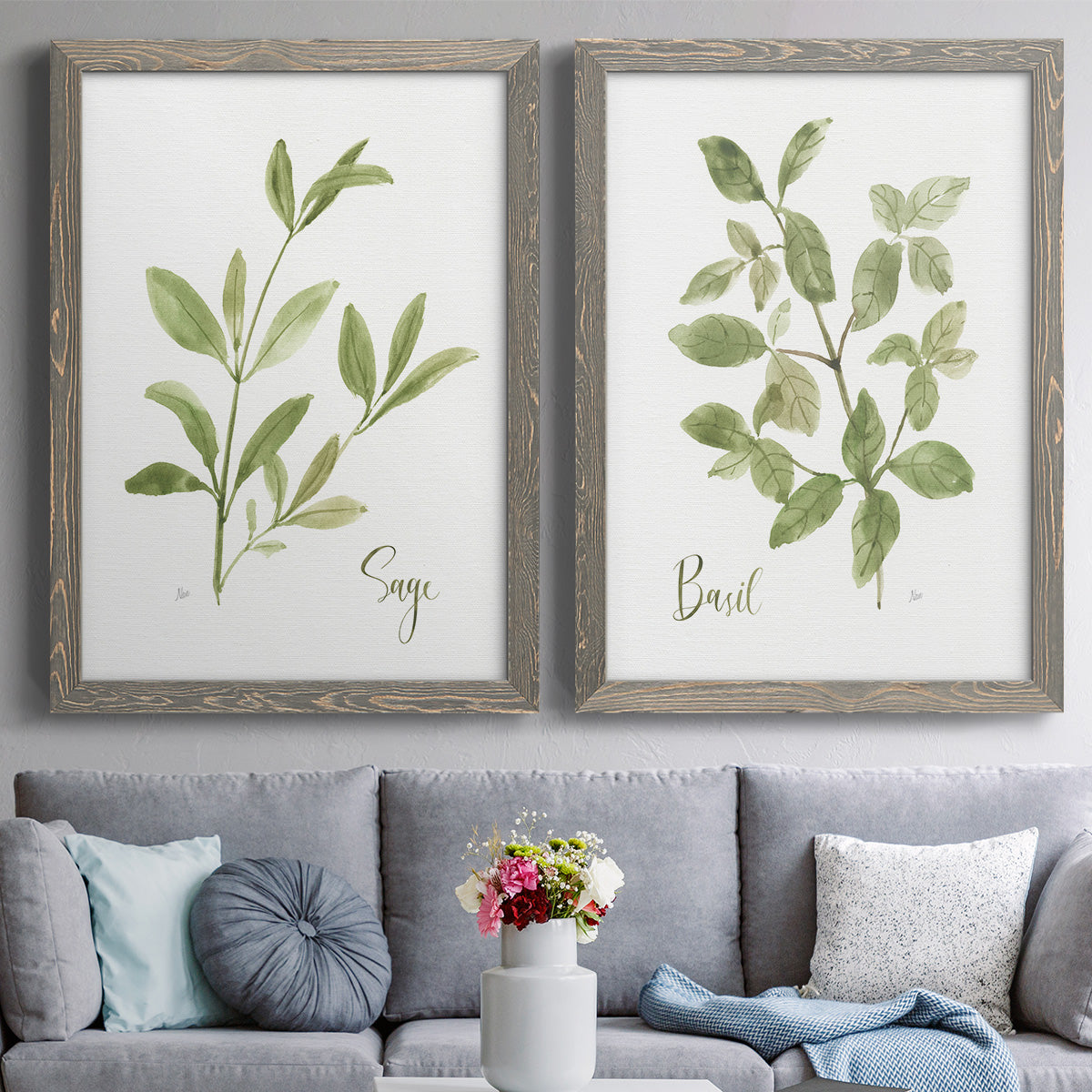 Herb Sage - Premium Framed Canvas 2 Piece Set - Ready to Hang