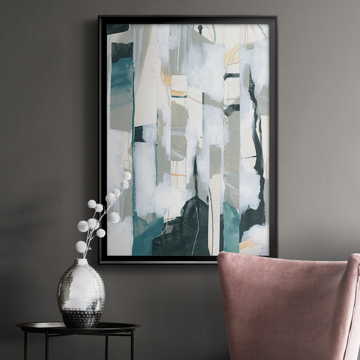 Sea Cavern Strata I - Modern Framed Canvas Print