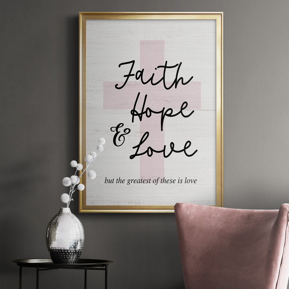 Faith Hope and Love Cross - Modern Framed Canvas Print