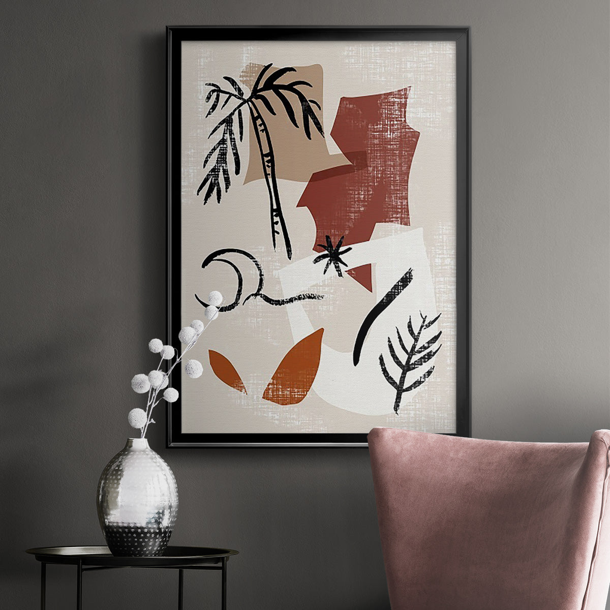 Soft Palms I - Modern Framed Canvas Print