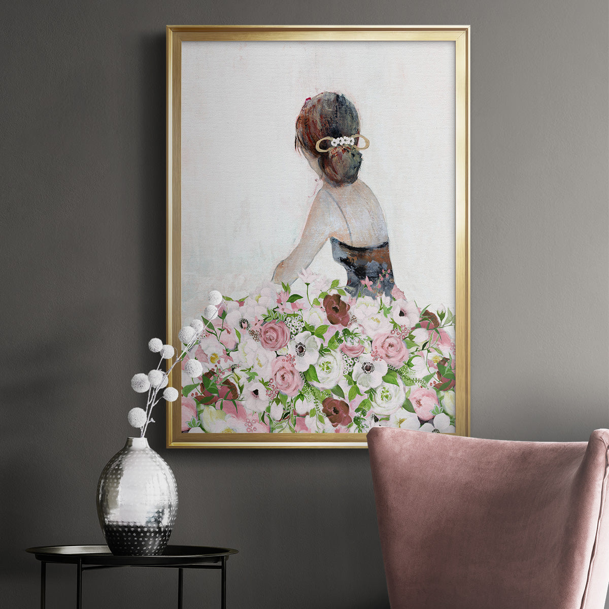 Beautiful Floral Contemplation II - Modern Framed Canvas Print