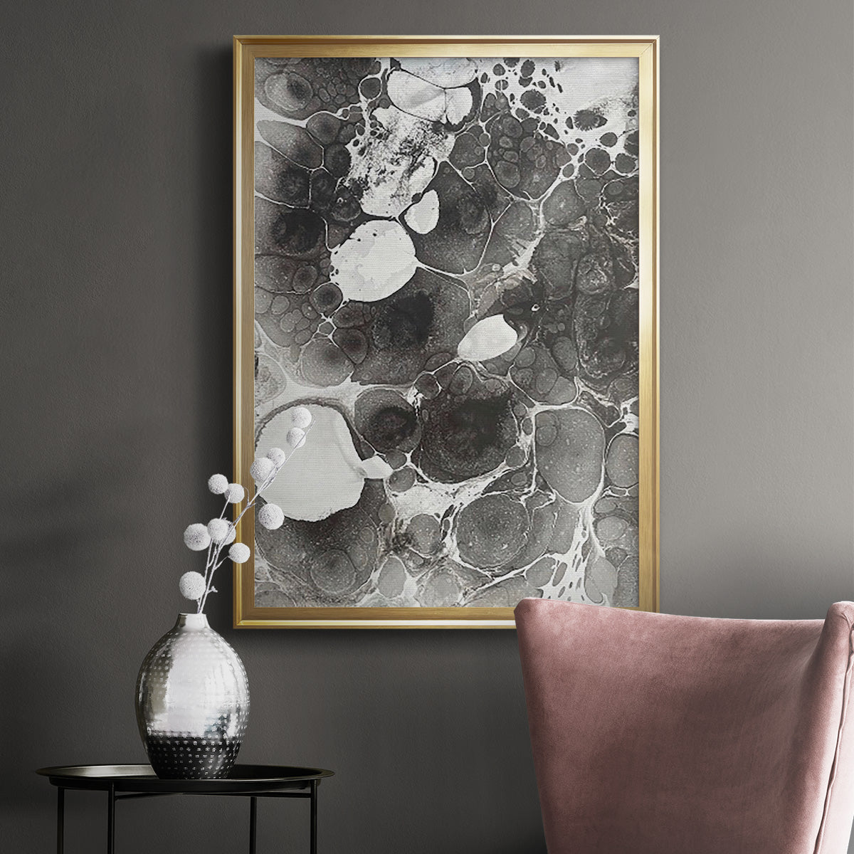 Marbling IV - Modern Framed Canvas Print