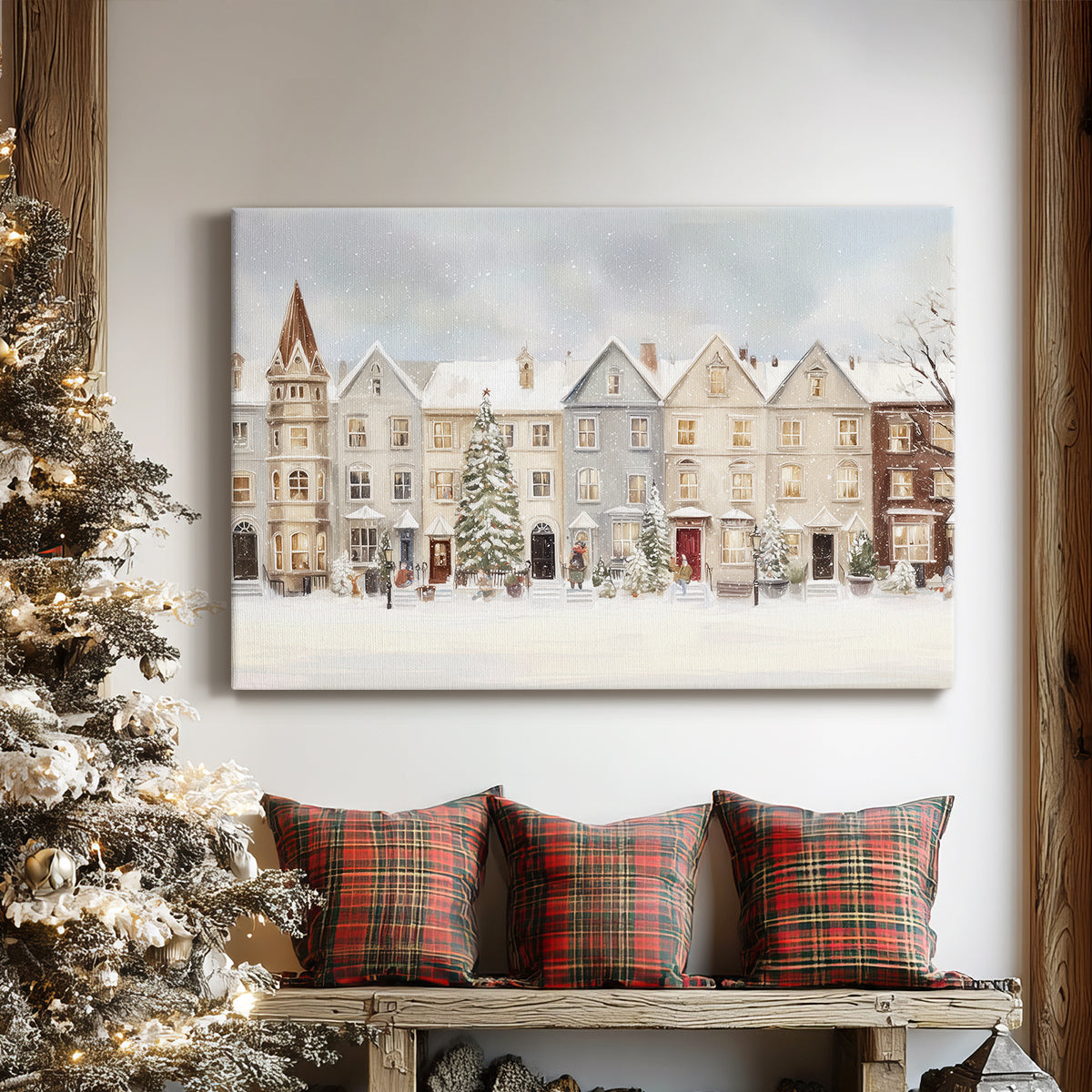 Silver Mistletoe Whisper - Canvas Art Print