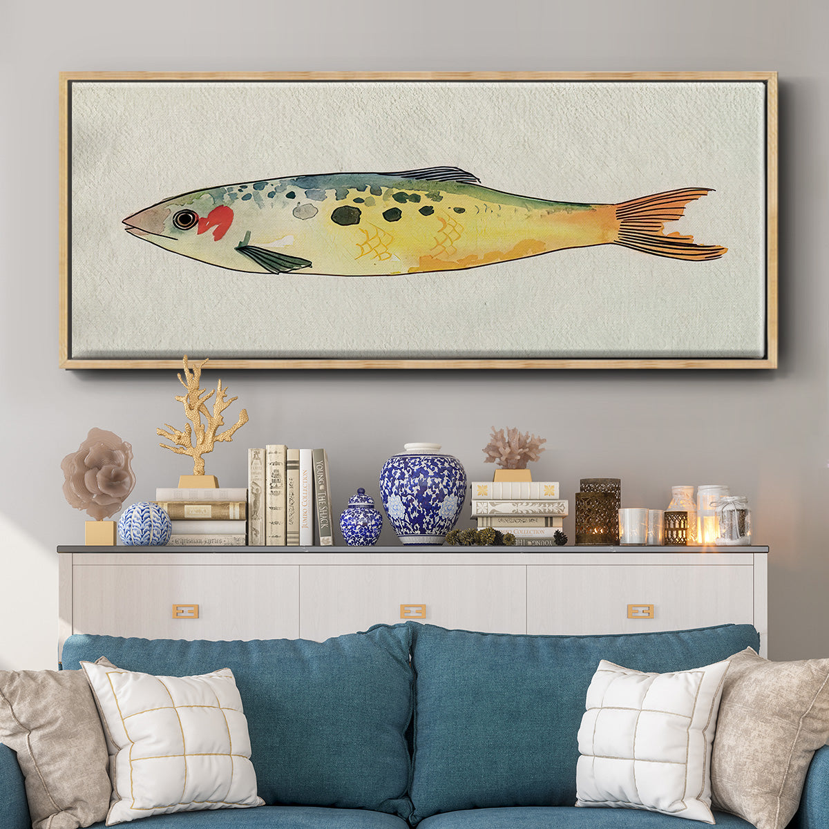 Fanciful Fish I - Floater Framed Canvas Print