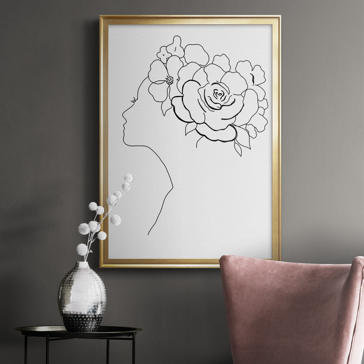 Fashion Floral Sketch II - Modern Framed Canvas Print