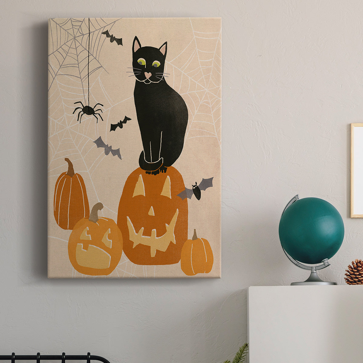 Pumpkin Patch Cats II Premium Gallery Wrapped Canvas - Ready to Hang