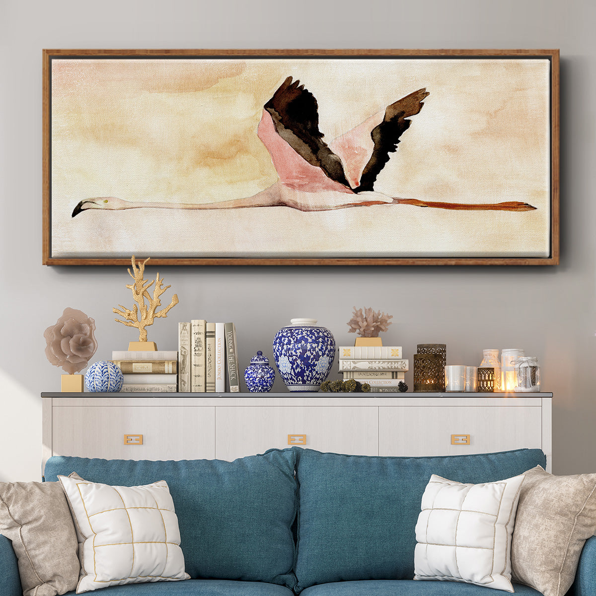 Touching Down I - Floater Framed Canvas Print