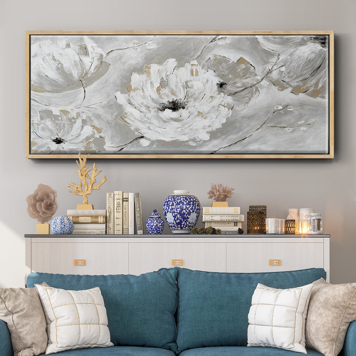 Silver Sun Garden - Floater Framed Canvas Print