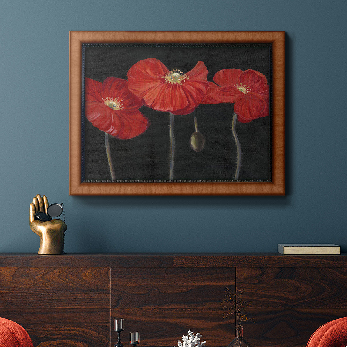 Poppy Trio I Premium Framed Canvas- Ready to Hang