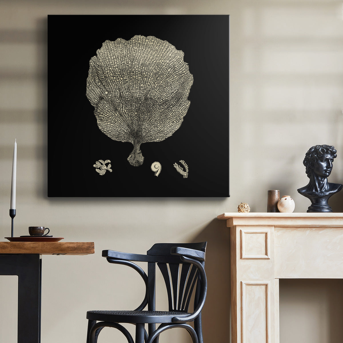 Black and Tan Coral II - Canvas Art Print