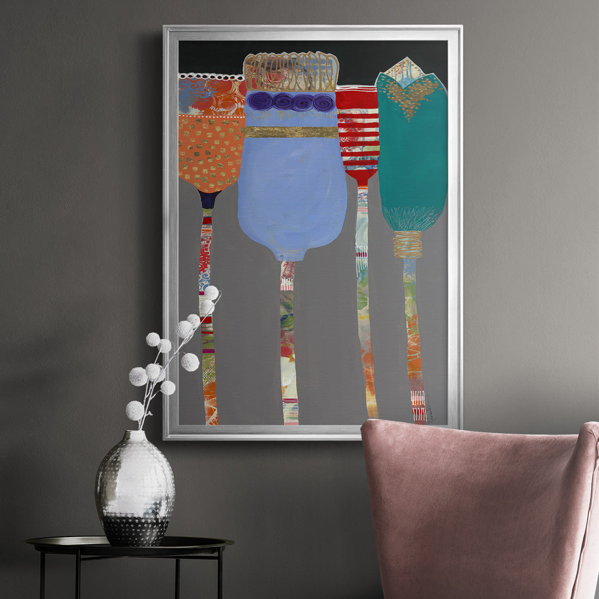 Tall Tulips - Modern Framed Canvas Print