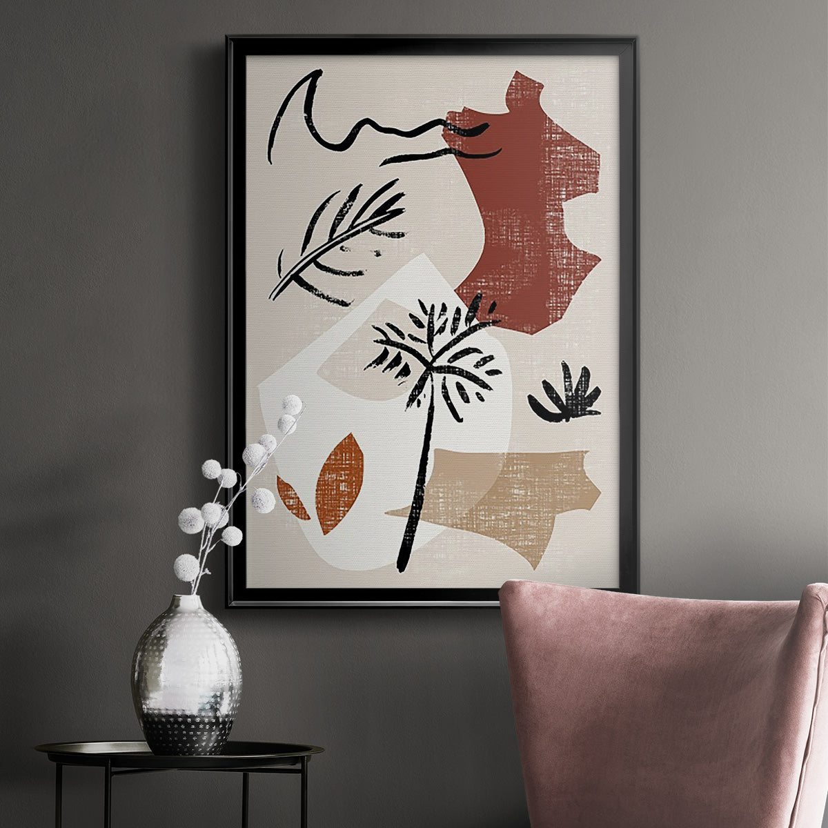 Soft Palms V - Modern Framed Canvas Print