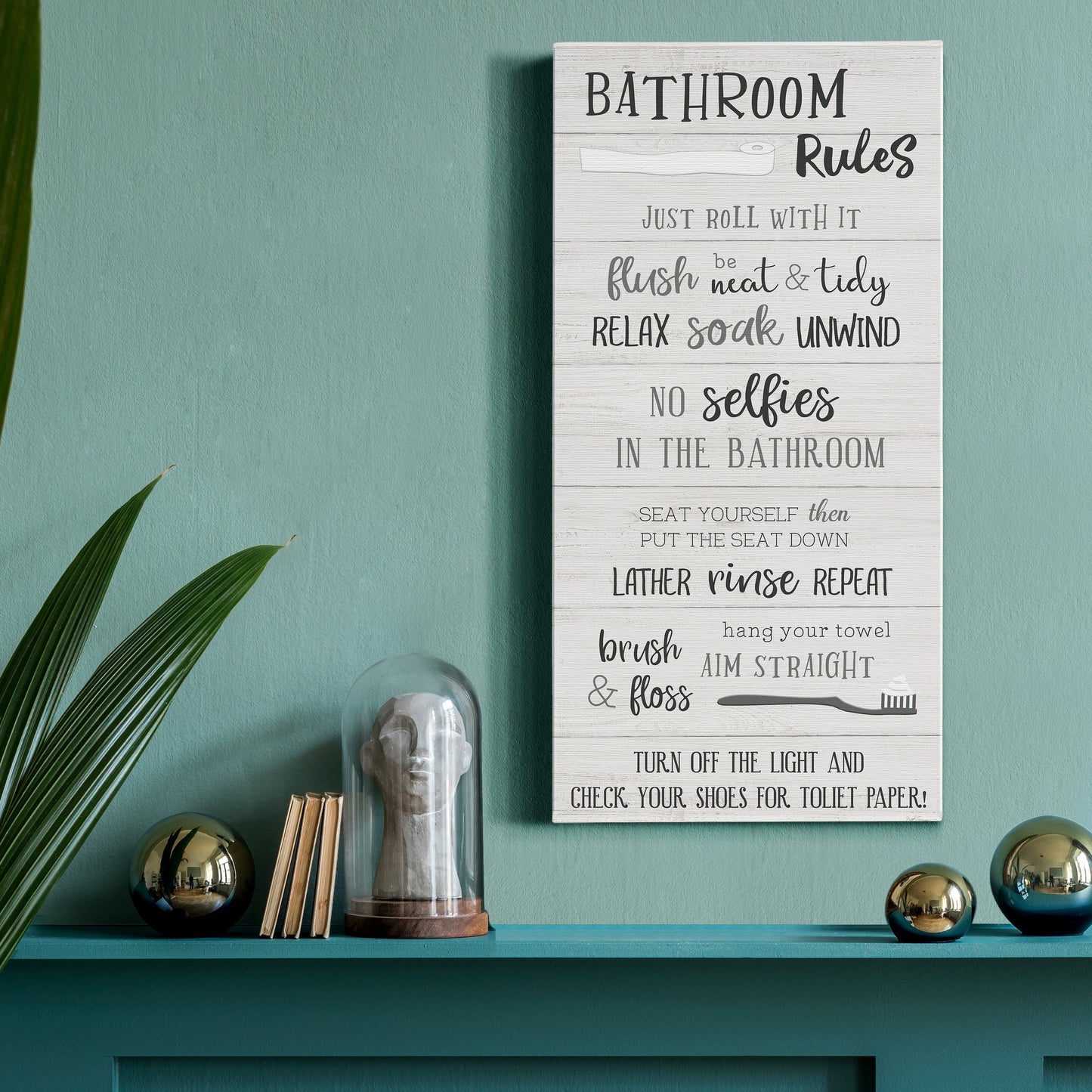 Bathroom Rules - Premium Gallery Wrapped Canvas - Ready to Hang