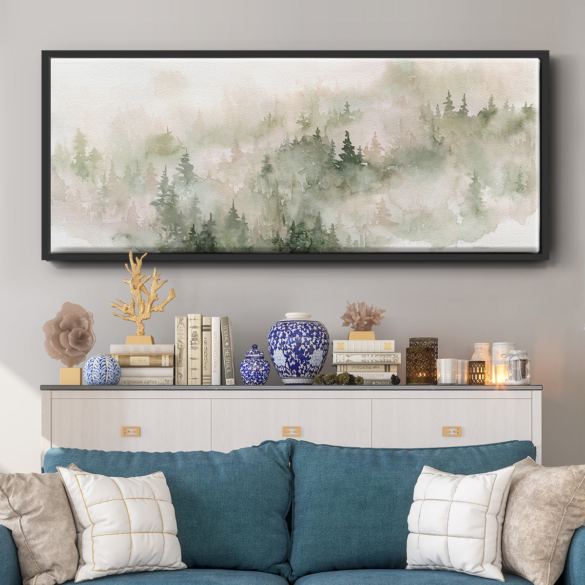 Misty Mountain Sides - Floater Framed Canvas Print