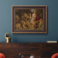Dramatic biblical painting of Daniel with lions by Peter Paul Rubens in an ornate bronzed mahogany wood frame displayed in a dark-toned interior setting.