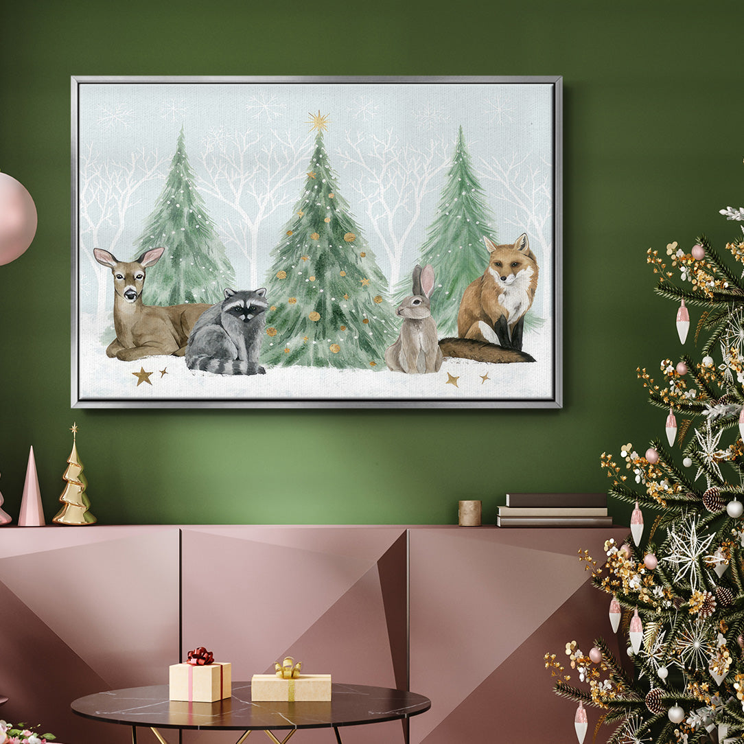 Christmas in the Forest Collection A - Framed Gallery Wrapped Canvas in Floating Frame