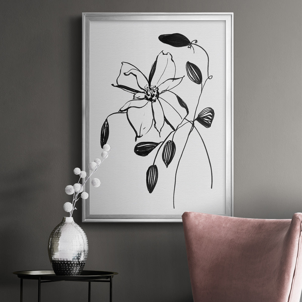 Wild Clematis II - Modern Framed Canvas Print