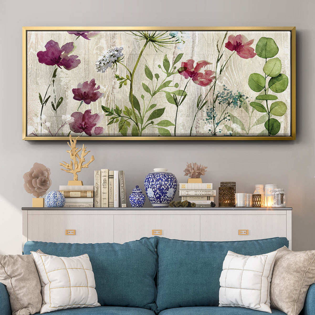 Meadow Flowers I - Floater Framed Canvas Print