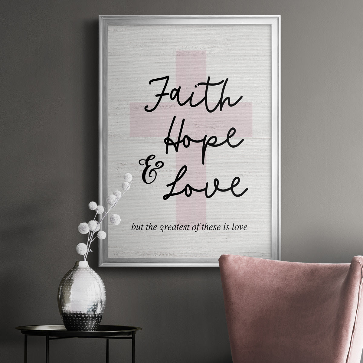 Faith Hope and Love Cross - Modern Framed Canvas Print