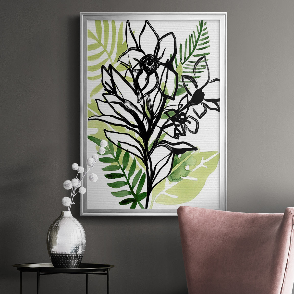 Tropical Sketchbook II - Modern Framed Canvas Print