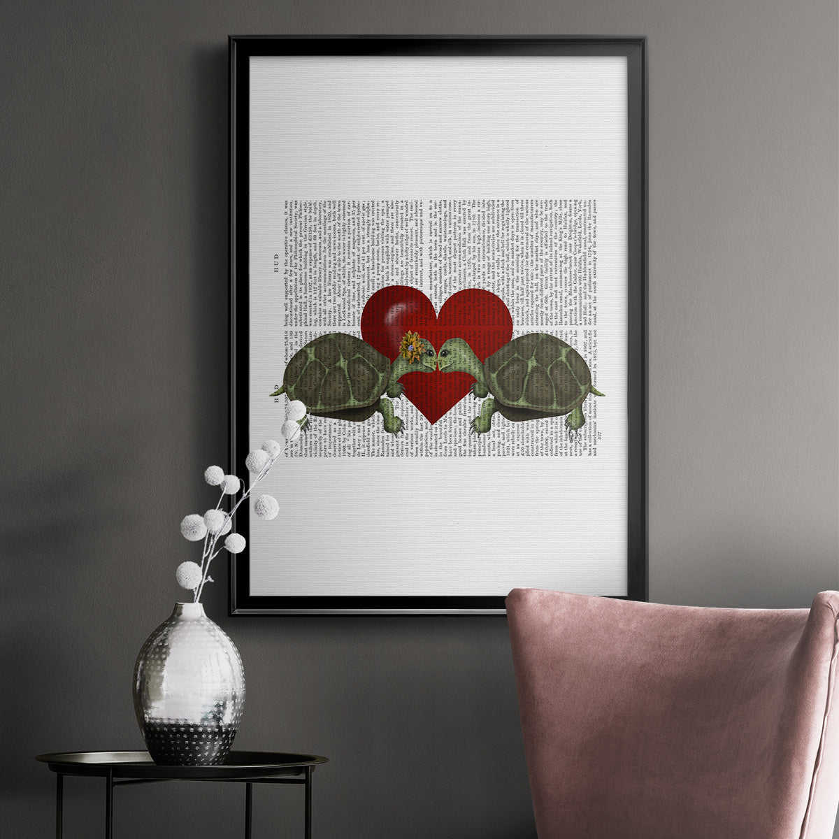 Turtle Kiss - Modern Framed Canvas Print