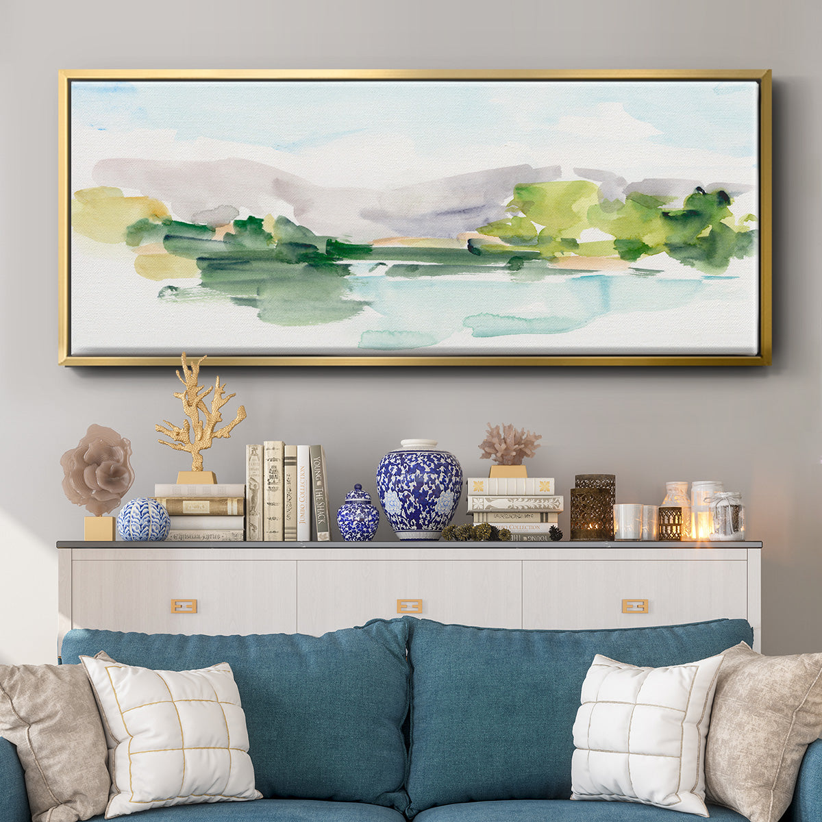 Tangerine Sunset II - Floater Framed Canvas Print