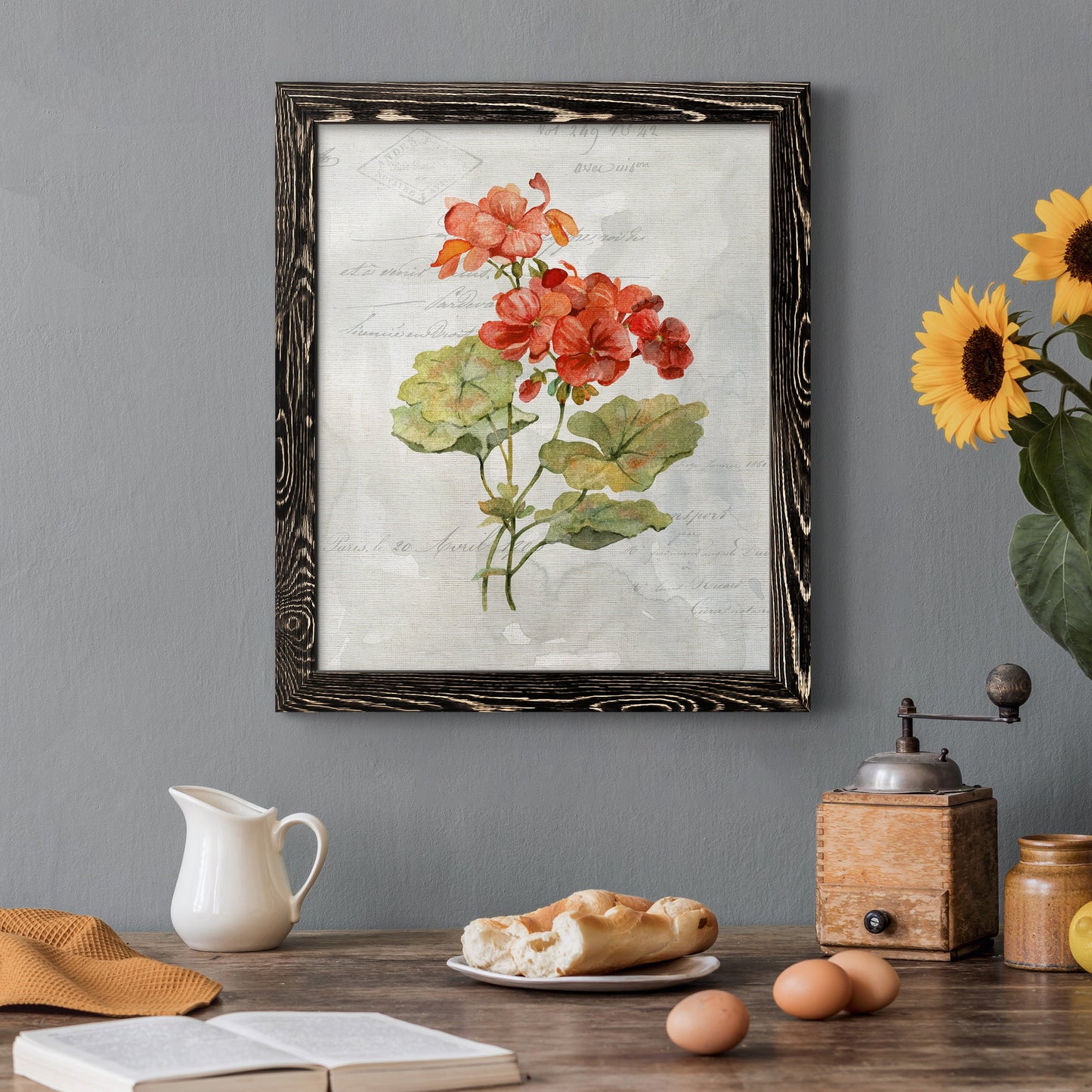 Linen Geranium - Premium Canvas Framed in Barnwood - Ready to Hang